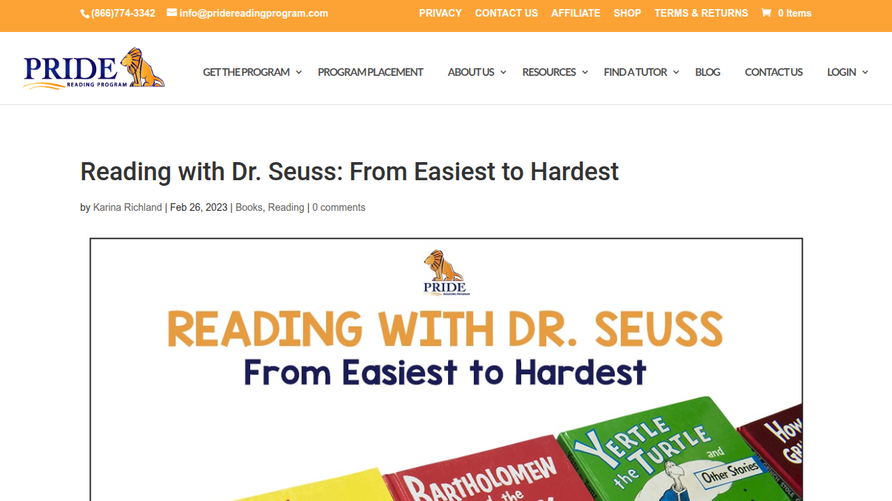 The Pride Reading Program offers a helpful guide that sorts Dr. Seuss books by reading level, aiding parents and educators in selecting appropriate titles.