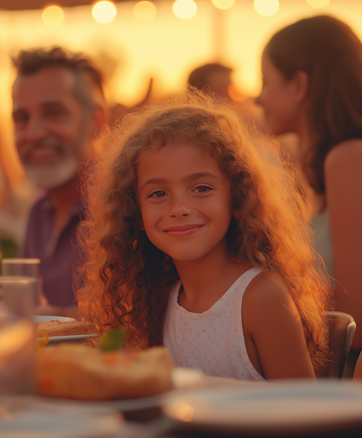 A family shares a joyful moment, laughing together around the dinner table, enjoying a shared joke.