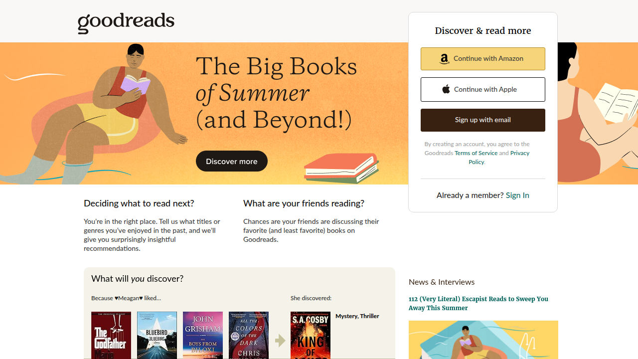 Goodreads.com, a leading social cataloging website, helps readers find new books and discover lists like 'Best Humorous Non-Fiction'.