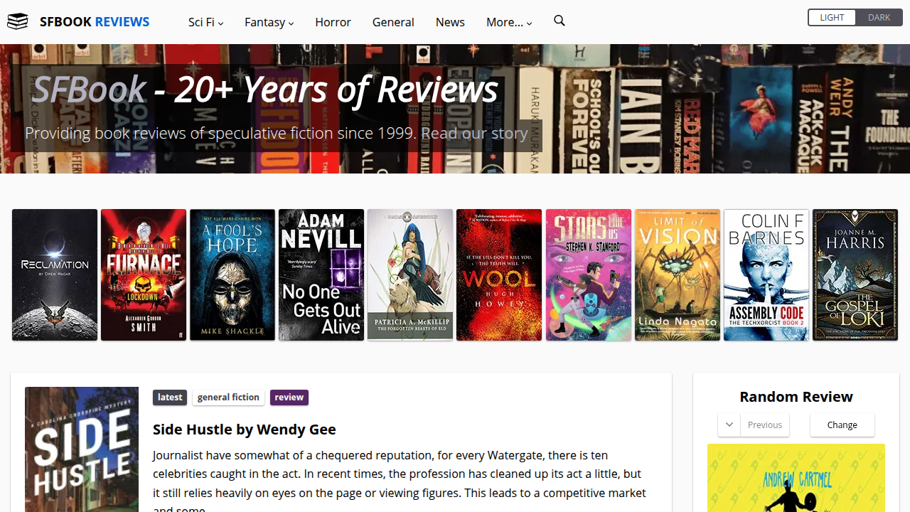 A glimpse into the SFBook website, a resource discussing the history and evolution of books through time.