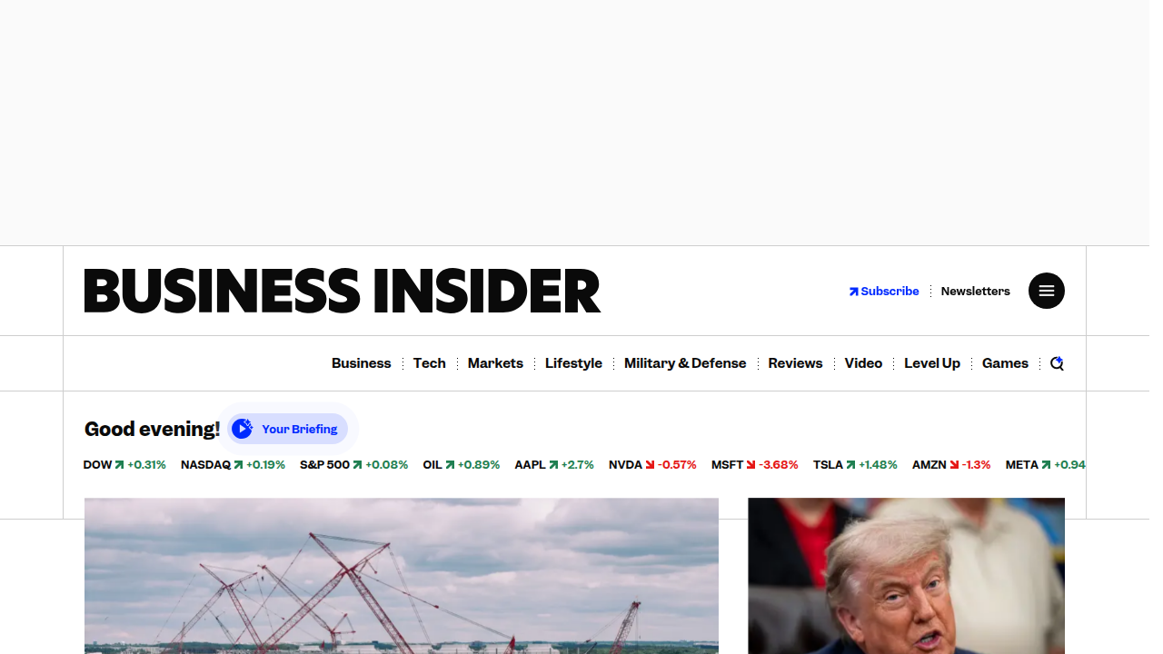 A screenshot of the Business Insider homepage, highlighting its role in documenting the business success of viral phenomena like the Cheezburger Network.